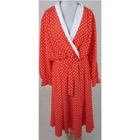 Vintage 80s Wallis Exclusive Size 12 orange polka dot dress