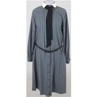 Vintage 80s St Michael Size 16 grey striped winter dress