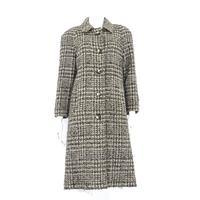 Vintage circa 1970s Eastex Size 12 Grey and Brown Flecked Dogtooth Woven Wool Blend Coat