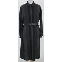 Vintage Ladies Pride, size 14 grey & black striped wool shirt dress