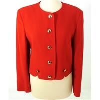 Vintage 1980s Jaeger Size 10 Bright Red Pure New Wool Short Smart Jacket