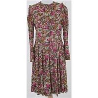 vintage mary marchess size 12 brown pink floral dres