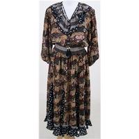 Vintage 80\'s Diane Freis, size S black & brown patterned dress