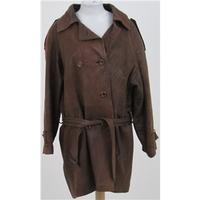 Vintage 80s, size 16: brown leather coat