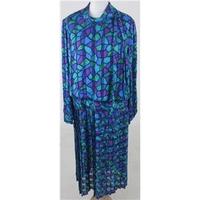 Vintage 80s Discovery Size 16 blue & purple mix blouson dress