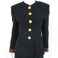 Vintage 1980\'s Windsmoor Size 8 Black With Gold And Pink Embellishments Wool Blend Jacket
