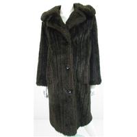 Vintage Circa 1970\'s Stone Dri Size 16 Dark Brown Faux Fur Coat with Large Revere Collar
