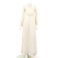 vintage circa 1960s size 8 white long dress with ribbed structured emb ...