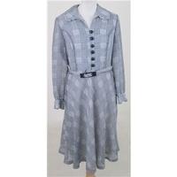 Vintage 80s Evelyne Modell Size M Navy-blue & white shirt dress