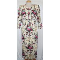 vintage droopy browns by angela holmes size 12 36cream floral dress ja ...