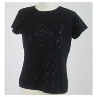 viyella size m black sequinned short sleeved jumper