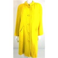 Vintage 1980\'s Aquascutum Size 18 Light Lemon Yellow Woven Wool Long Coat