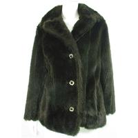 Vintage 1980\'s Astraka Size 16 Dark Brown Faux Fur Coat