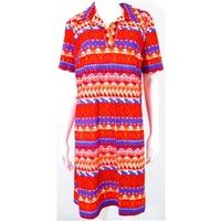 Vintage 1980\'s St Michael Size 18 Abstract Aztec Orange And Blue Print Shirt Dress