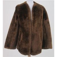 vintage blyvoor size m toffee brown faux fur short coat