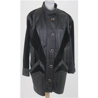 Vintage size M, black leather & suede oversized jacket