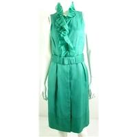Vintage Style Unbranded Size 12 Pale Jade Green Organza Ruffle Detail Belted Dress