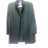 Viyella - Size: 20 - Dark Green - Skirt suit with velvet trim