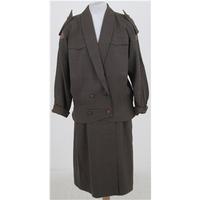 Vintage 80\'s Strenesse, size 12 brown checked skirt suit