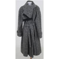 Vintage 80\'s Harrods, size M grey herringbone winter coat & scarf