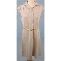 Vintage 80s St Michael Size 14 beige & white sleeveless dress