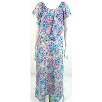 Vintage Handmade Size 10 Sheer Floral Pink And Blue Long Dress