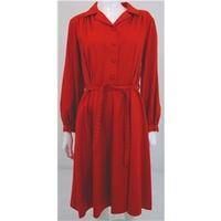 vintage 1970s handmade size 16 rusty red long sleeved shirt dress