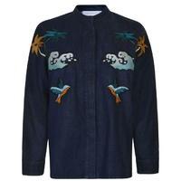 victoria by victoria beckham embroidered denim jacket