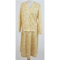 vintage 80s lazarus size14 yellow white summer skirt suit