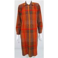 Vintage 1980\'s Marcelle Griffon Size 18 Brown, Red And Yellow Tartan Long Shirt Dress