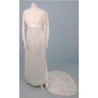 Vintage, size M satin and lace empire line wedding dress