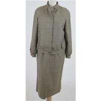 vintage 80s reldan size12 beige check 3 piece skirt suit