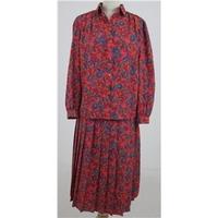 Vintage 80\'s Alexon, size 14 red floral blouse & skirt