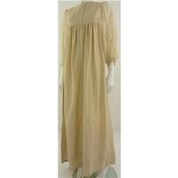 Vintage Unbranded 1970\'s Long Beige Dress with Lace Peasant Sleeves