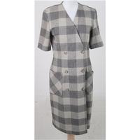 Vintage 80s St Michael Size 12 beige check double-breasted dress
