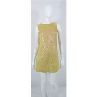 Vintage Circa 1960\'s Clive Size 6 Beige And Metallic Silver Brocade Cocktail Dress