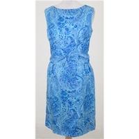 Vintage 70s Blanes Size 16 blue patterned sleeveless dress