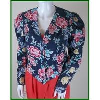 VINTAGE Laura Ashley - Size: 12 - Blue floral patterned - Smart jacket