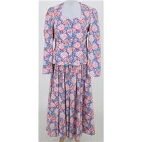 vintage 80s laura ashley size14 pink blue floral dress jacket