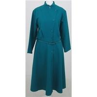 vintage 80s st michael size14 turquoise button through dress