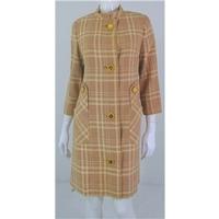 Vintage Circa 1960\'s Pierre Cardin Paris Size 12 Tartan Beige And Cream Woven Wool Coat