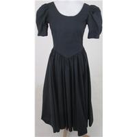 vintage 80s laura ashley size 12 dark navy blue cotton dress