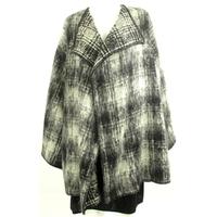 Vintage 1980\'s Jaeger Size L Pale Grey, Black And White Woven Mohair Long Jacket