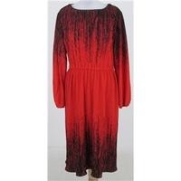 vintage 80s ca size16 red black plisse dress
