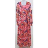Vintage 70s Size 16 pink mix psychedelic long dress