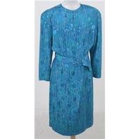 vintage 80s size m blue green striped dress