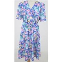vintage 80s st michael size 18 blue mix floral summer dress