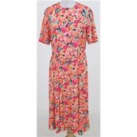 vintage 80s richard stump size16 pink orange floral summer dress