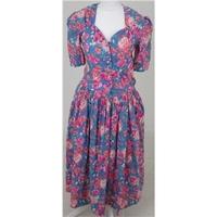 vintage 1980s laura ashley size 10 blue pink floral cotton tea dress