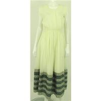 Vintage Unbranded Size 12 White, Pale Yellow And Jade Green Folk Patterned Maxi Dress
